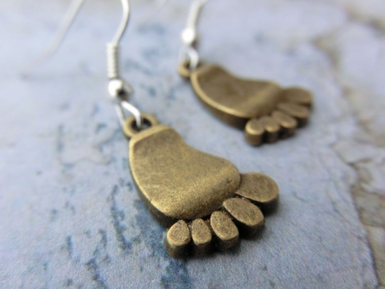 Preview: Fuss Ohrringe Füsschen Zehen bronzefarben